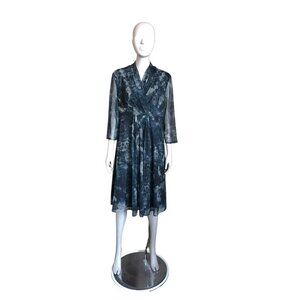 Coldwater Creek Blue, Black and White Patterned Dress